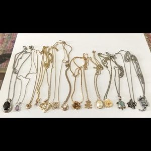 Some Vintage, Some Newer Costume Jewelry 15 Pendants and 14 Chains Necklaces